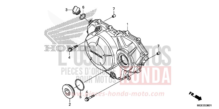 PANNEAU CARTER-MOTEUR D. (VFR1200F) de VFR1200F Méca CANDY PROMINENCE RED (R342) de 2015